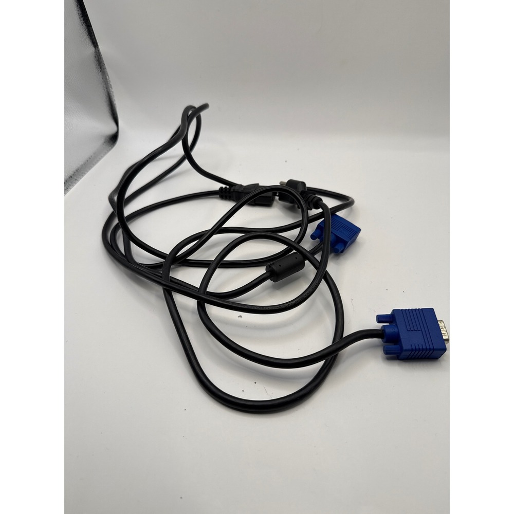 JCE VGA Monitor Cable 15-Pin Male to Male Blue Connectors Ferrite Core Black